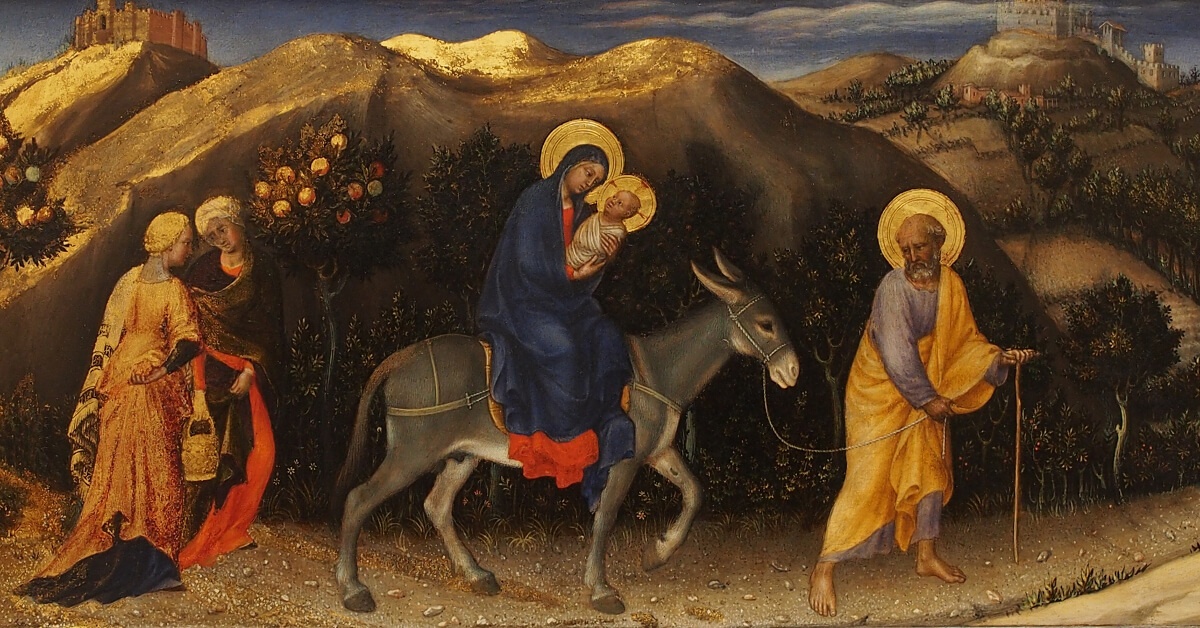 Mary, Joseph, and Jesus on the road